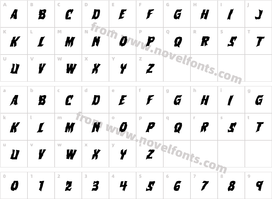 Vorvolaka ItalicCharacter Map