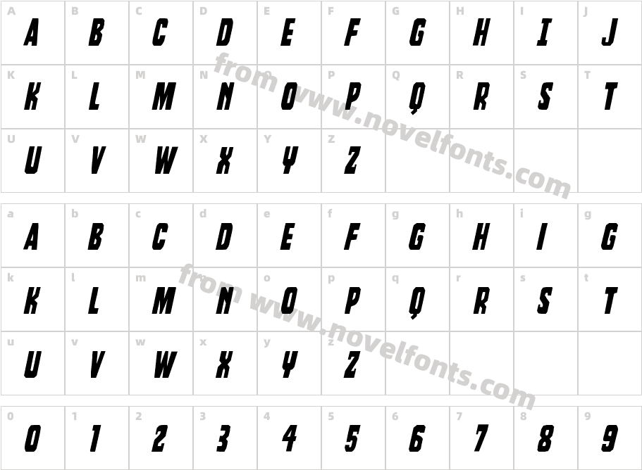 Dorian Gore Staggered ItalicCharacter Map