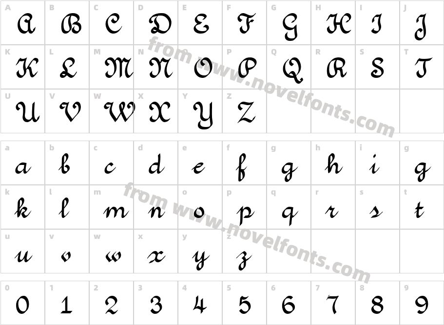 VunderScript BoldCharacter Map