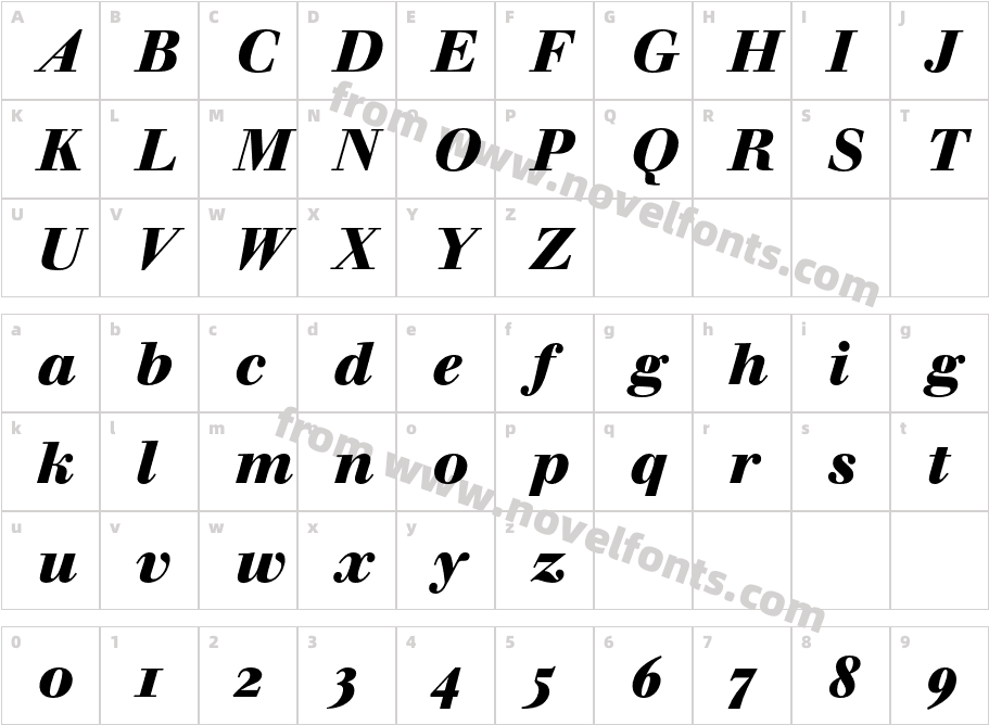 WalbaumBook-BoldItalicOsFCharacter Map