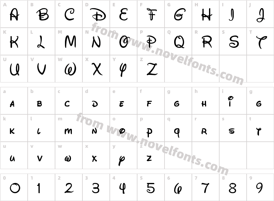 Walt Disney Script v4.1Character Map