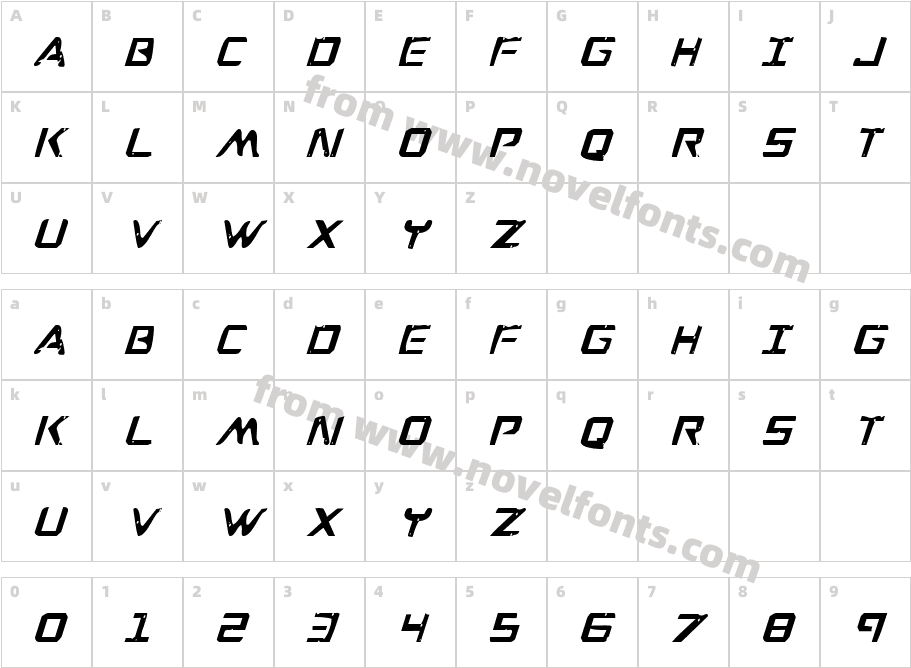 War Eagle Condensed ItalicCharacter Map