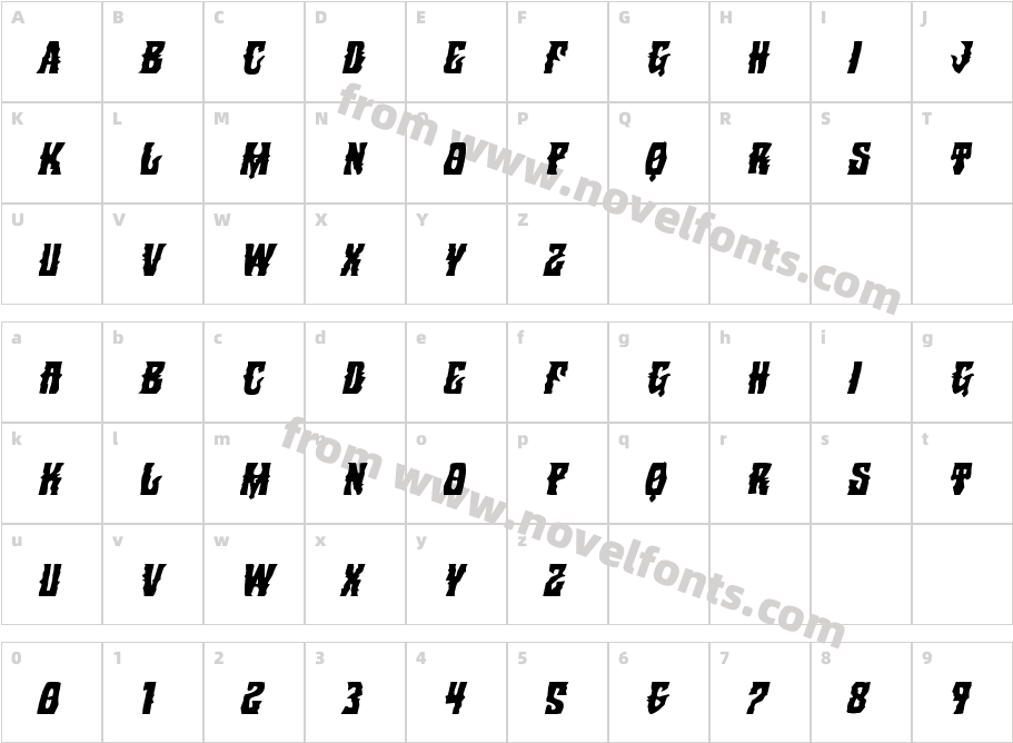 Warlock's Ale ItalicCharacter Map