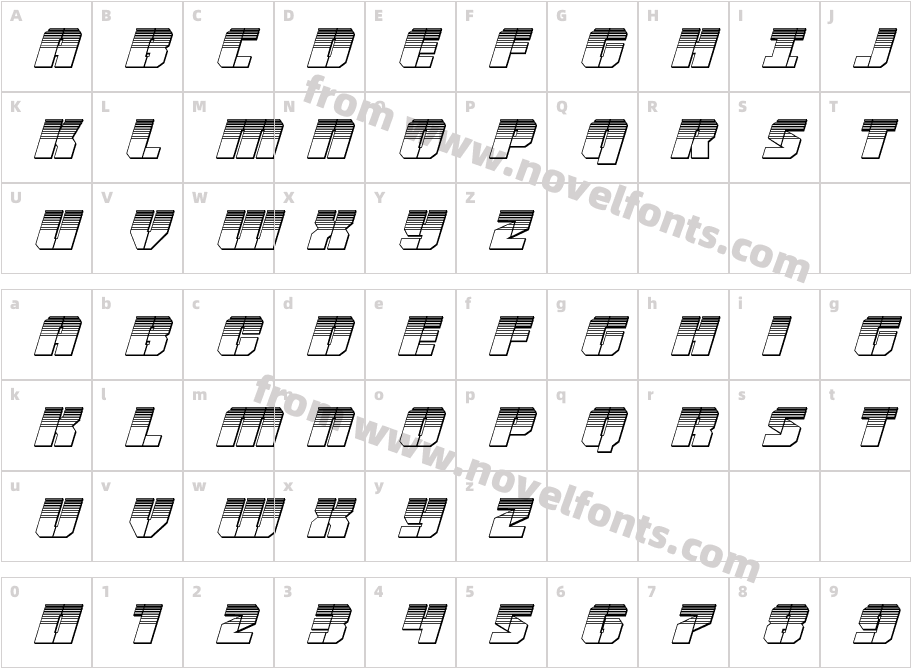 Warp Thruster Platinum ItalicCharacter Map