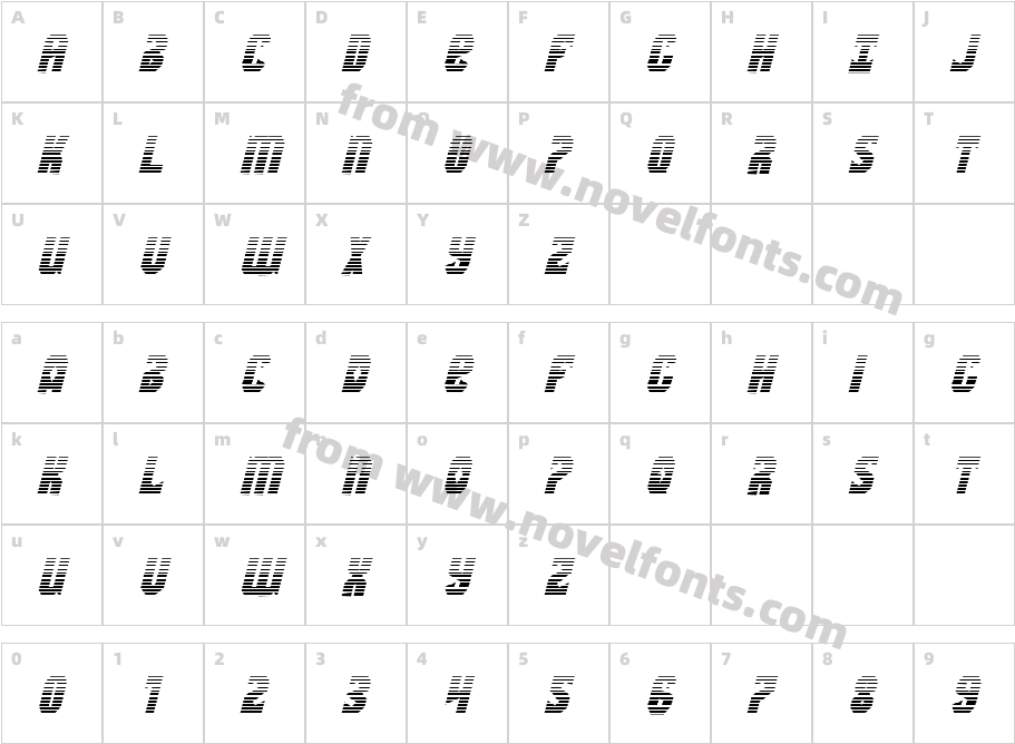 Warrior Nation Gradient ItalicCharacter Map