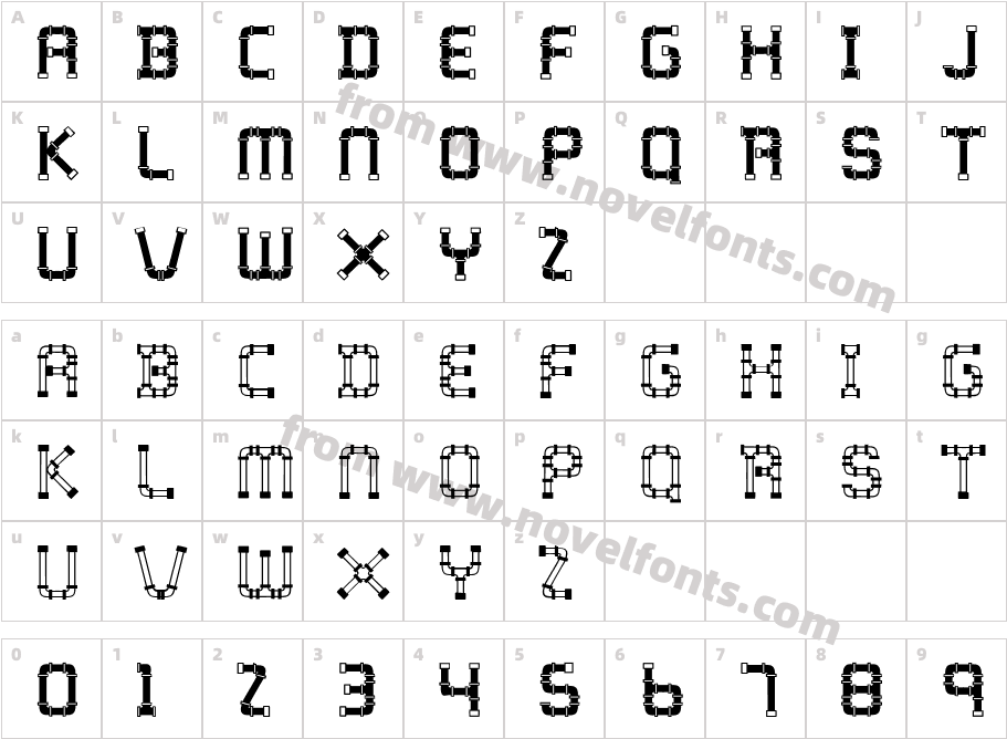 WaterWorksCaps BoldCharacter Map