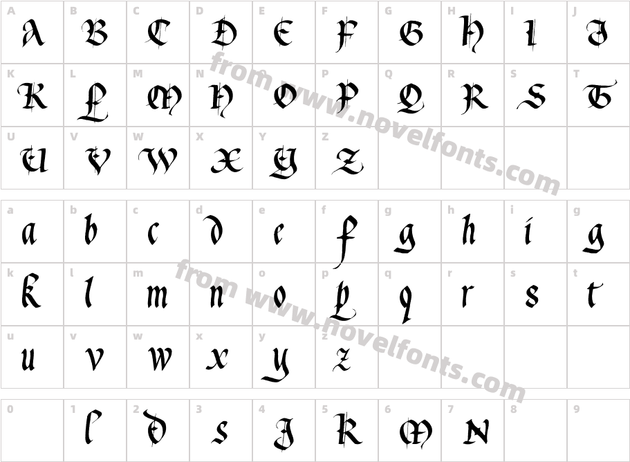 Waters Gothic DeuxCharacter Map