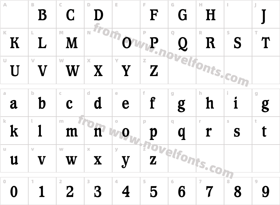 WaverlyExtraBoldCondensedCharacter Map