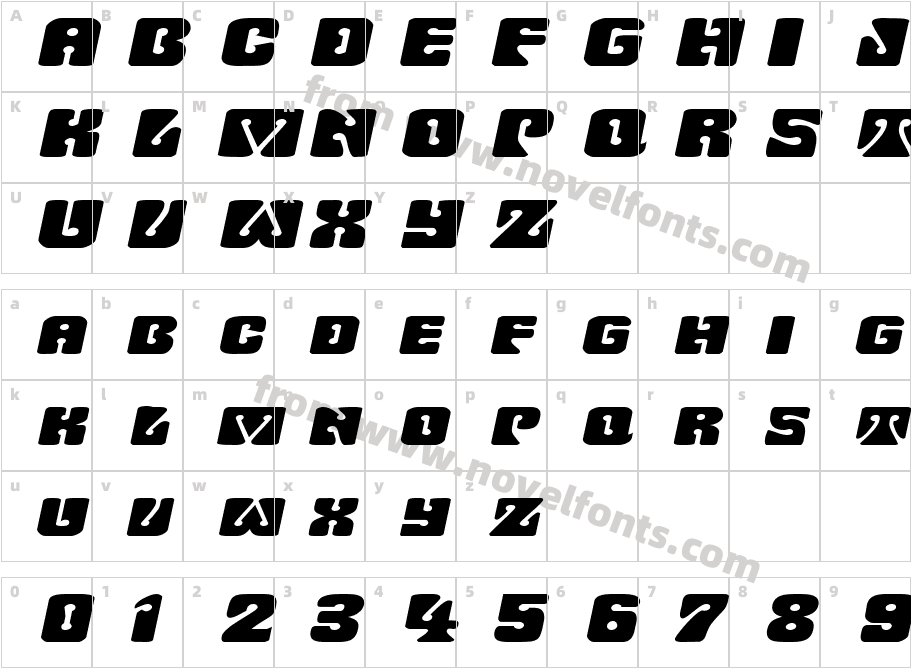 WavyOrnamentalExtendedObliqueSWFTECharacter Map