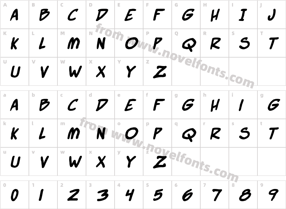 Webcomic Bros ItalicCharacter Map