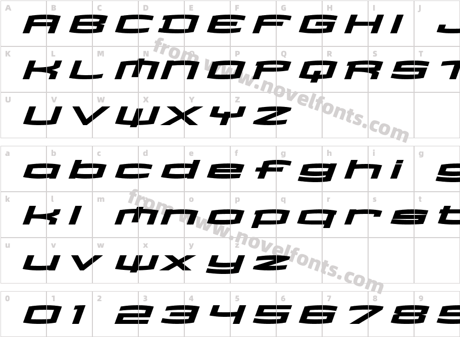 Webslinger BoldCharacter Map