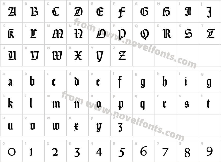 Weiss-GotischCharacter Map