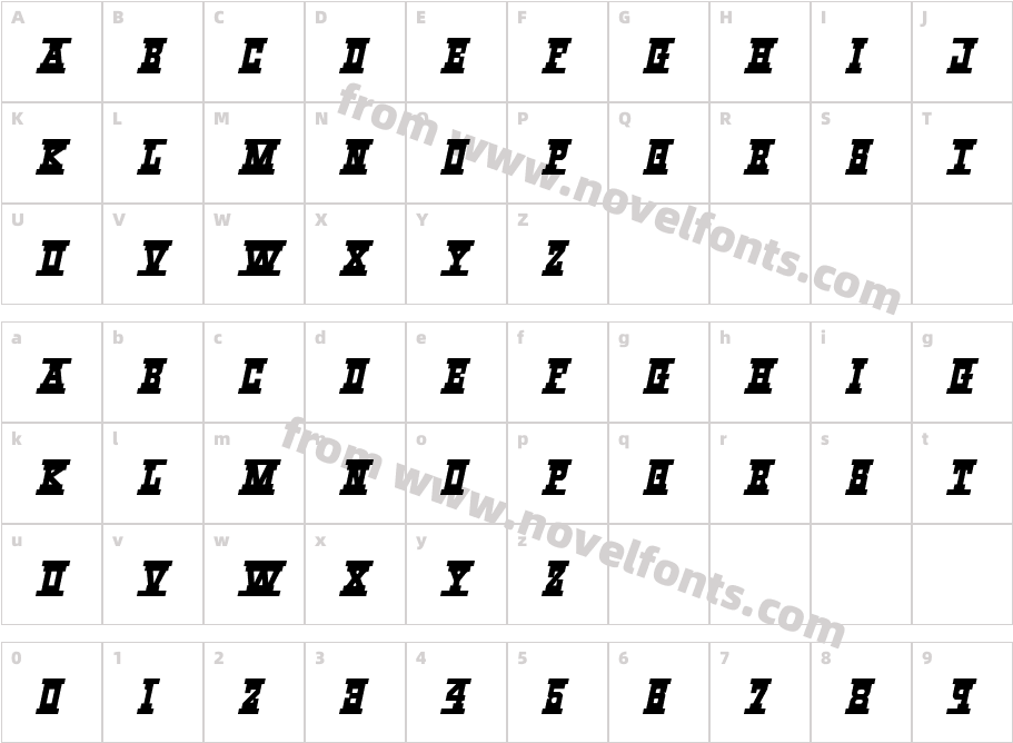 Western Rail Expanded ItalicCharacter Map