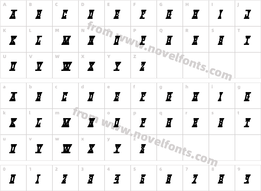 Western Rail ItalicCharacter Map