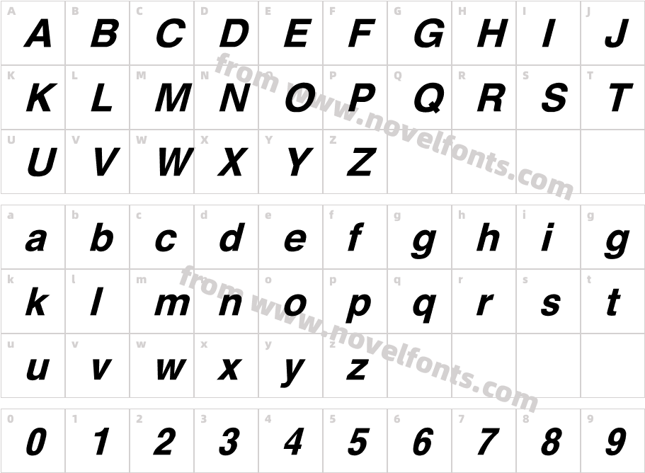 Westfalia ItalicCharacter Map