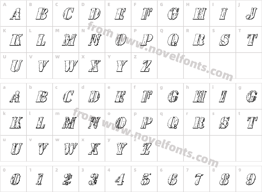 Wetworks 3D ItalicCharacter Map