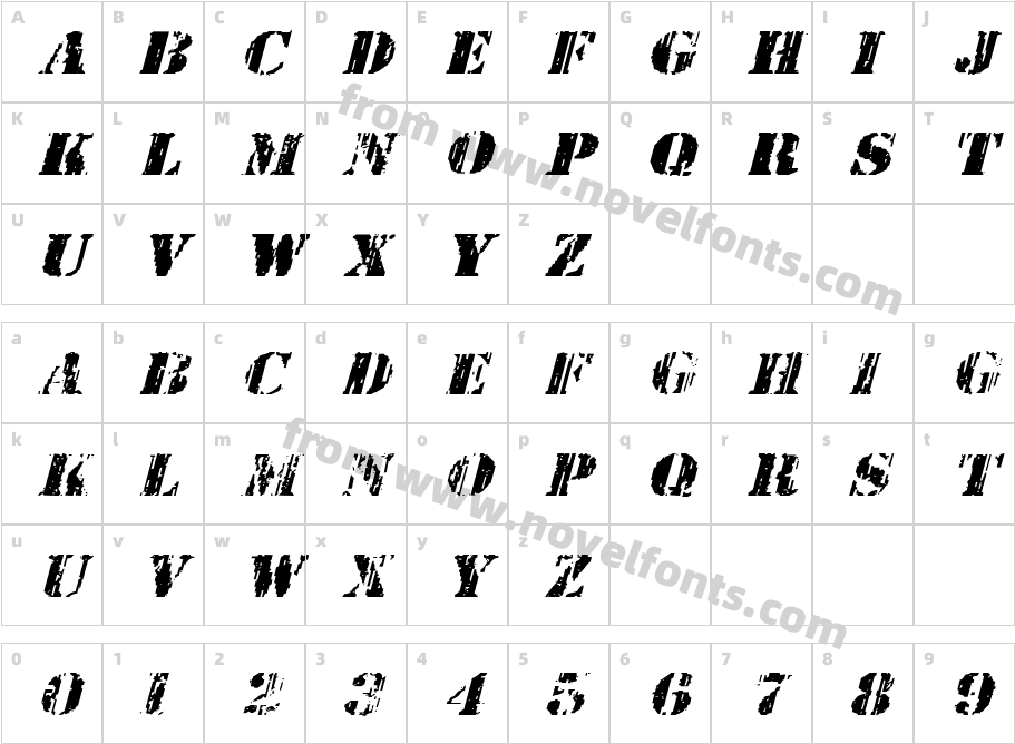 Wetworks Expanded ItalicCharacter Map