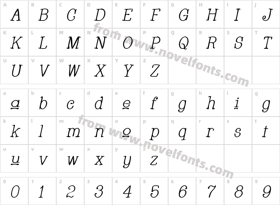 Whackadoo Upper ItalicCharacter Map