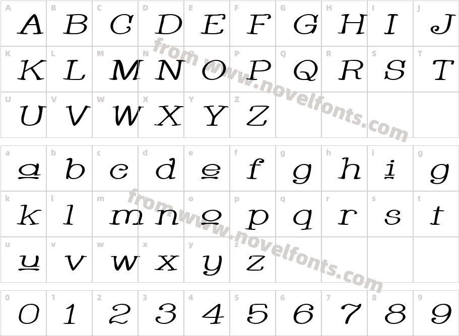 Whackadoo Upper Wide ItalicCharacter Map