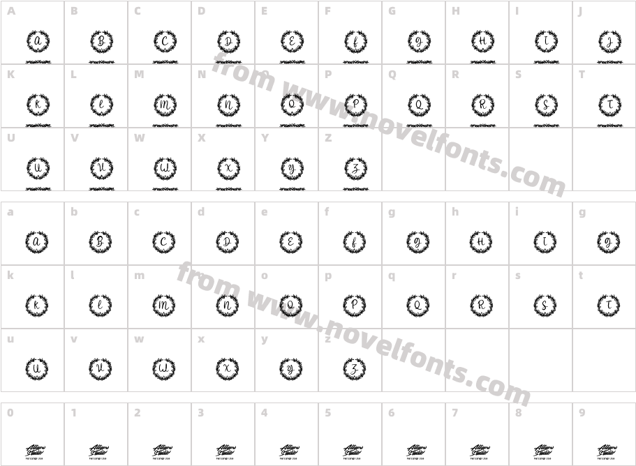 White Christmas Monogram RegCharacter Map