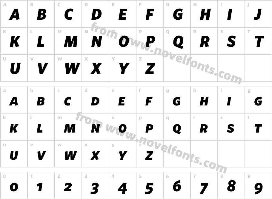 Whitney-BlackItalicSCCharacter Map