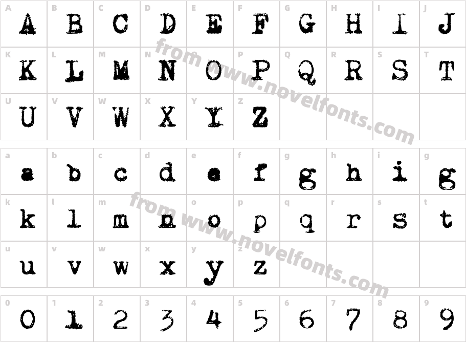 Draconian TypewriterCharacter Map