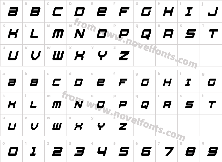 Whittle Condensed Bold ItalicCharacter Map