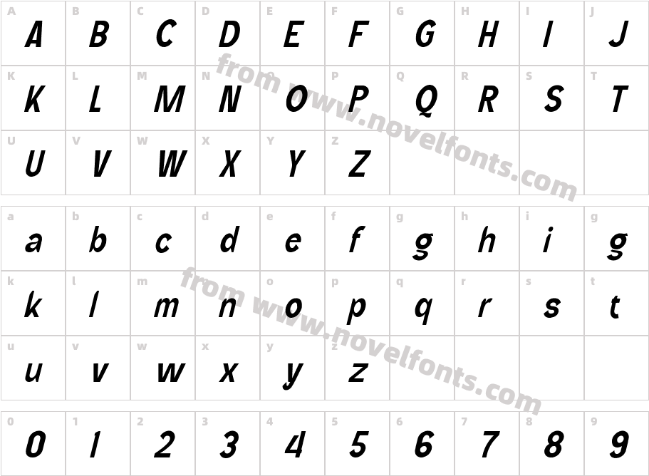 Wild Bandit ItalicCharacter Map