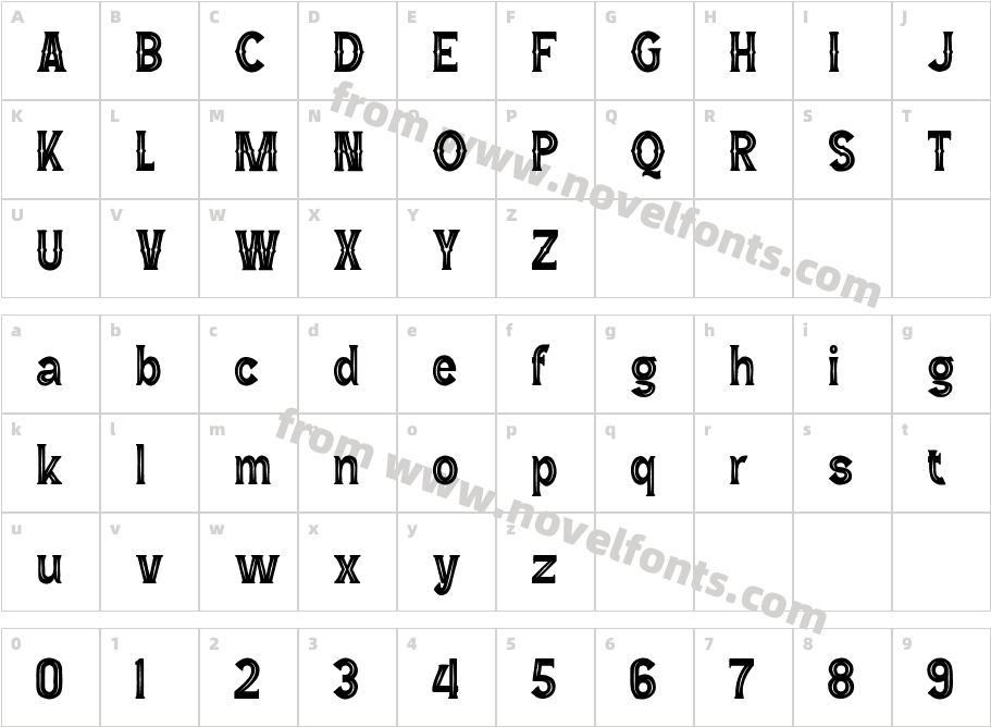 Wild Bandit Serif HoleCharacter Map