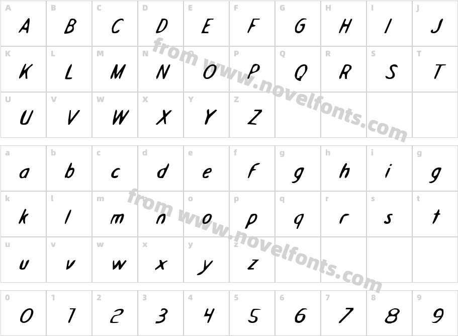 Drafting Table Expanded ItalicCharacter Map