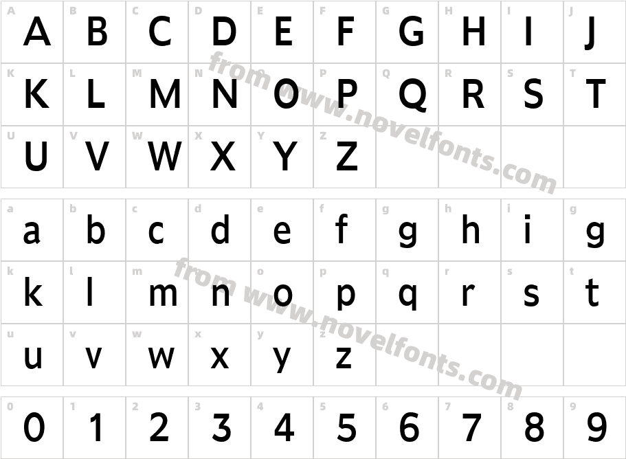 Adams Condensed NormalCharacter Map