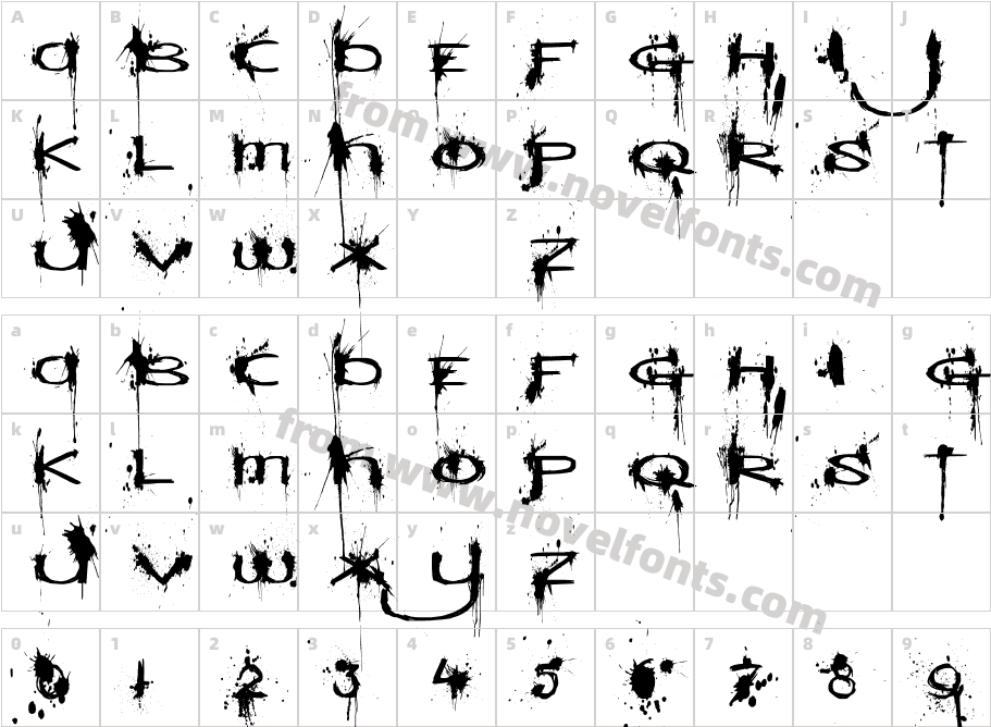 Windshield Massacre CondensedCharacter Map