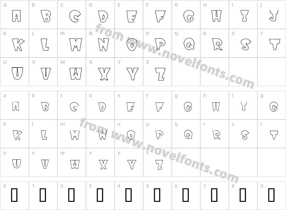 WinksOutlineCharacter Map