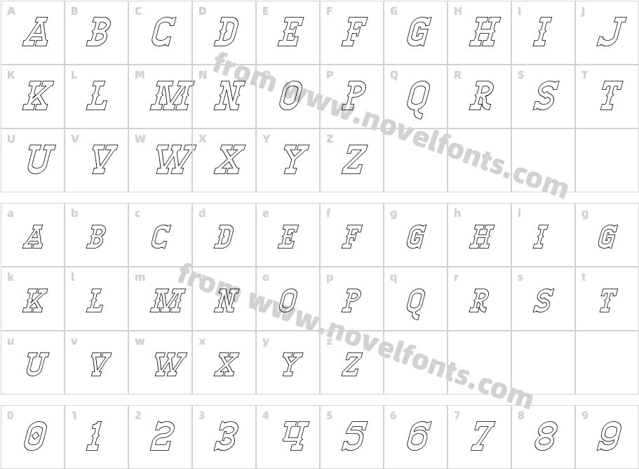 Winslett Hollow ItalicCharacter Map