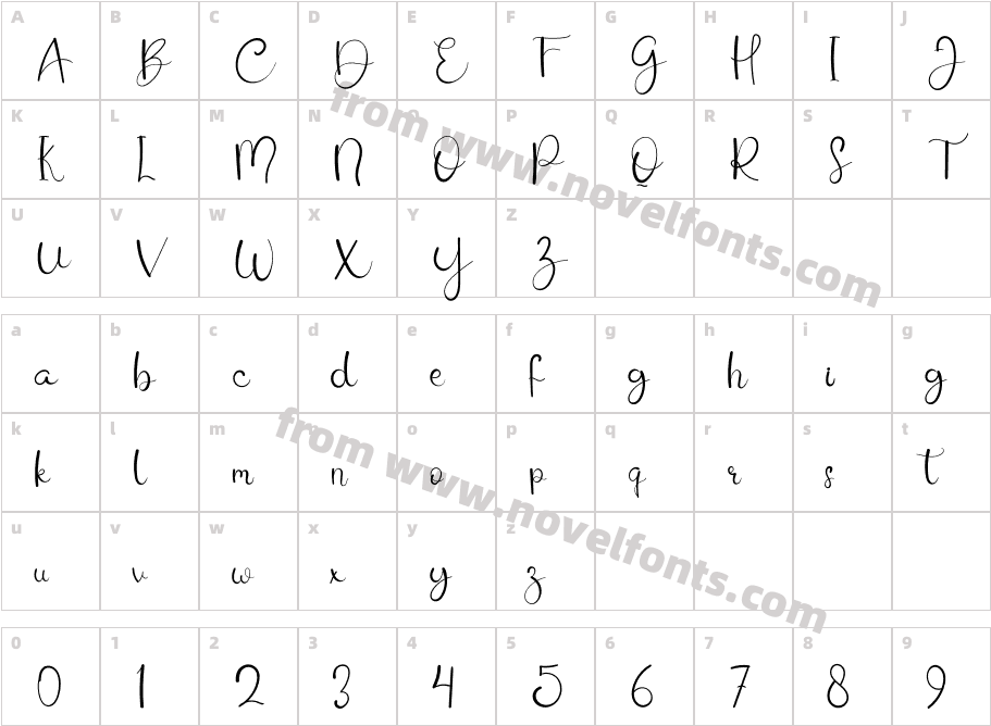 Winter AutographyCharacter Map