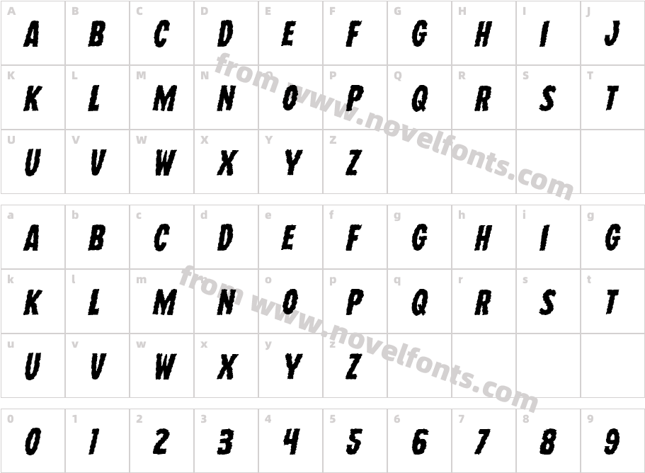 Wolf Brothers Expanded ItalicCharacter Map