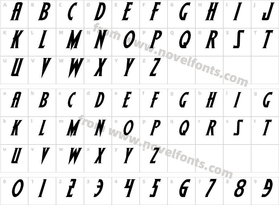 Wolf's Bane Bold ItalicCharacter Map