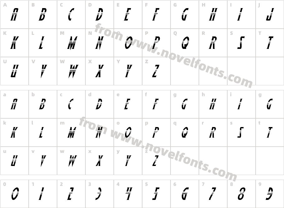 Wolf's Bane Halftone ItalicCharacter Map