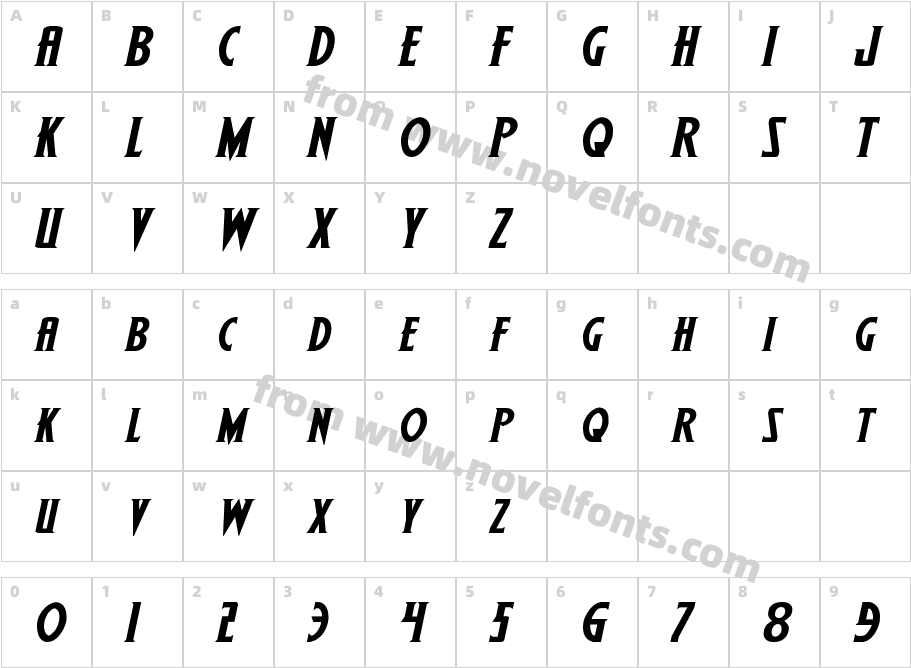 Wolf's Bane II Expanded ItalicCharacter Map