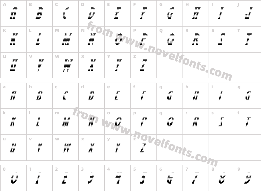 Wolf's Bane II Gradient ItalicCharacter Map