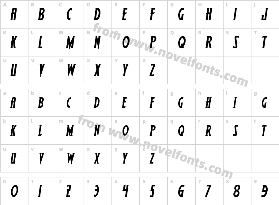 Wolf's Bane II Semi-ItalicCharacter Map