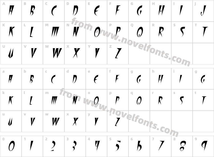 WolfgangCaps ItalicCharacter Map