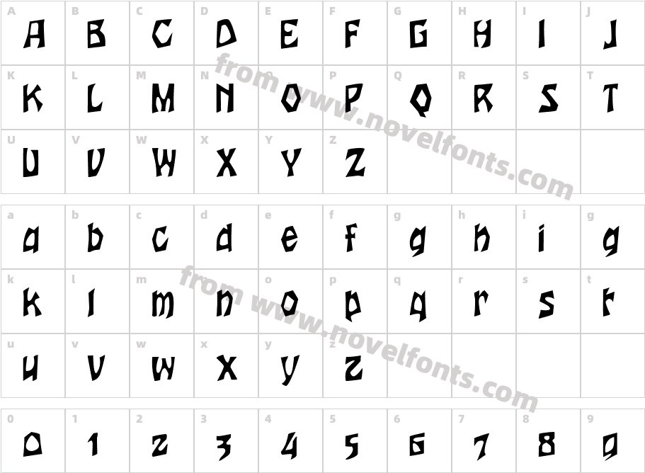 Woodcut-CondensedNormalCharacter Map