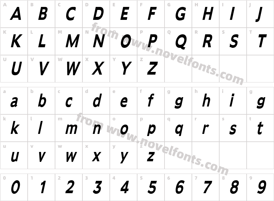 Adams Thin Bold ItalicCharacter Map