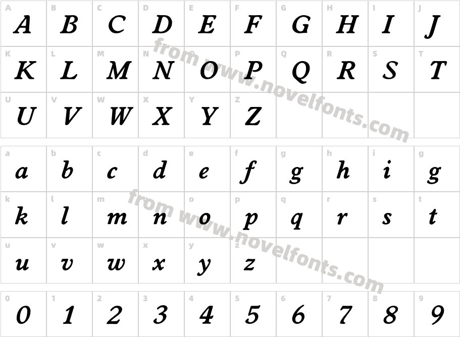 WorchesterEF-DemiBoldItalicCharacter Map