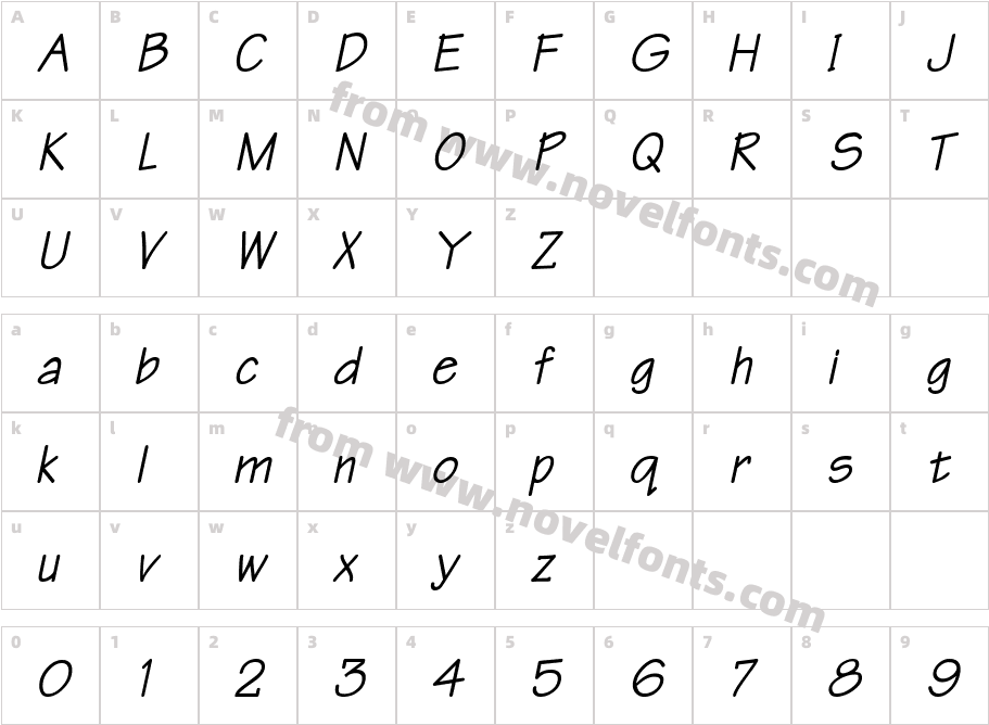 WriteBoldObliqueSWFTECharacter Map