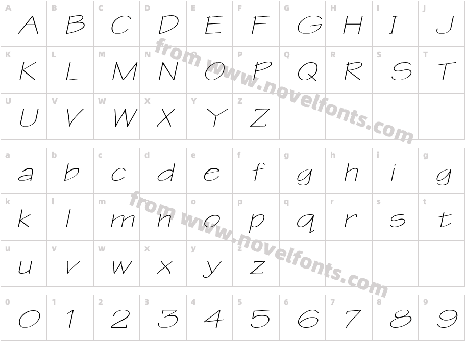 WriteExtendedObliqueSWFTECharacter Map