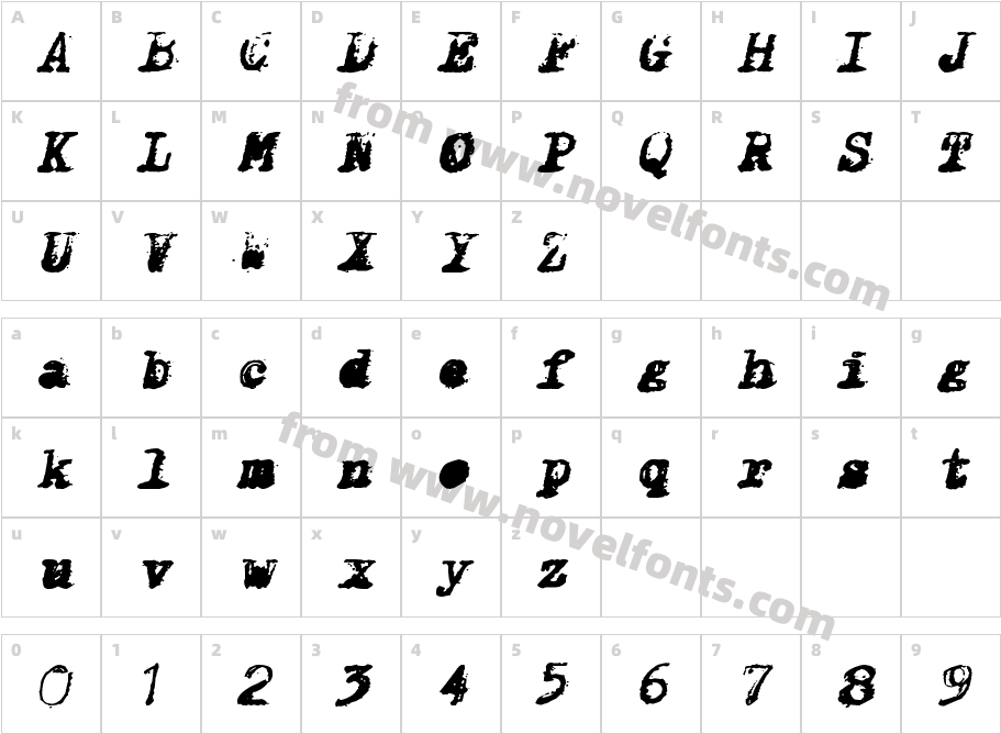 X-Classified ItalicCharacter Map