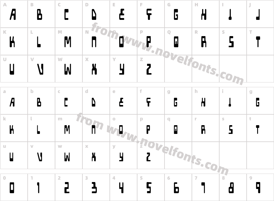 XPED CondensedCharacter Map