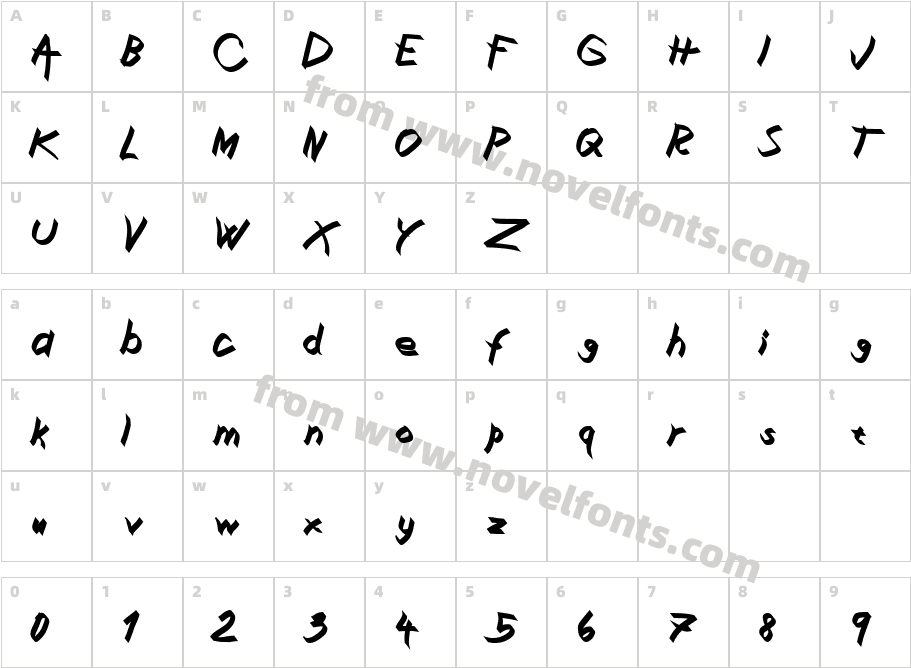 Xaligraphy BoldItalicCharacter Map